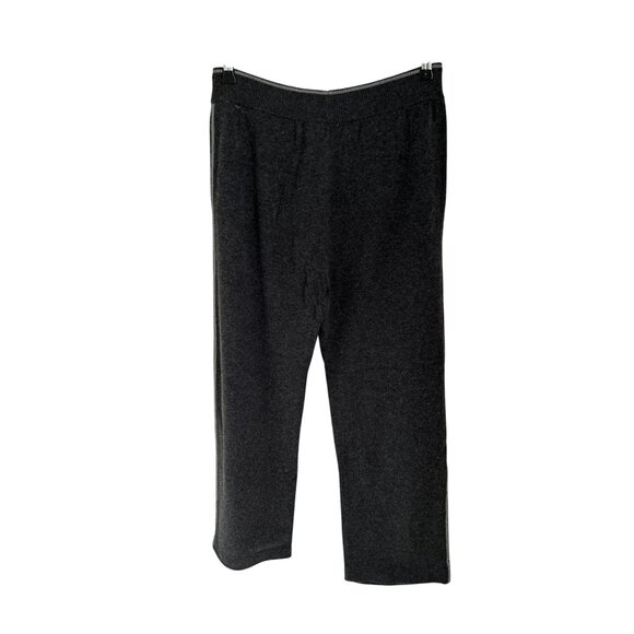 ZegnaSport Charcoal Gray Wool & Cashmere Blend Wide-Leg Track Pants With Drawstr - Picture 8 of 8